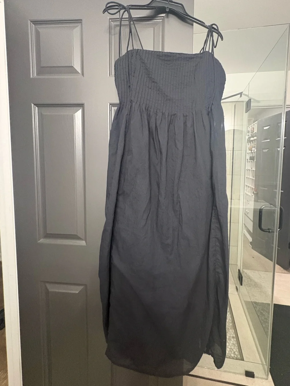 New Never WornAbercrombie & Fitch Black Smocked Maxi Dress with Tie Straps